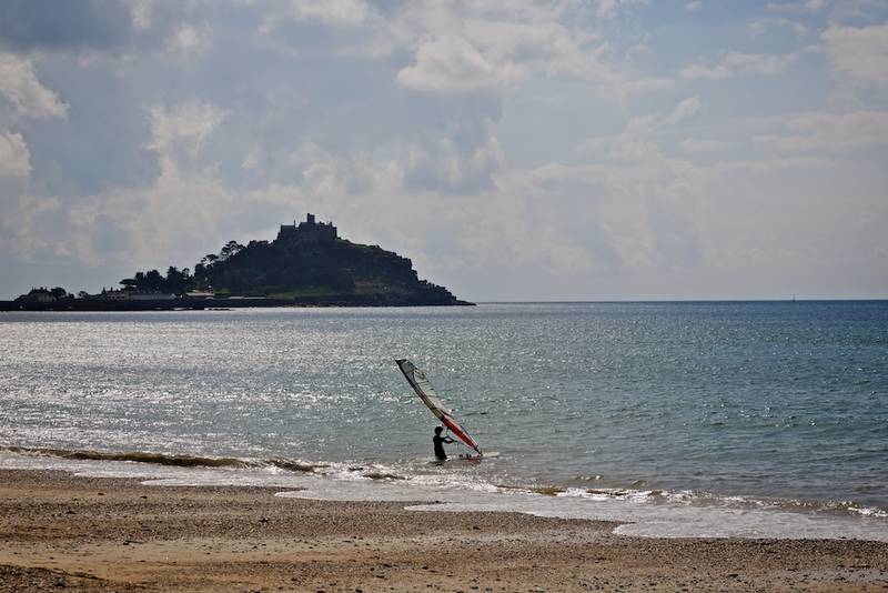 Mounts Bay with a windsurfer heading out