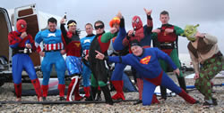 The superheros on the beach.