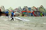 Racers starting off the beach at a Hayling slalom event.