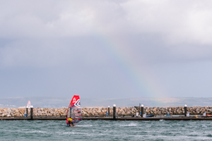  GBR 68 heading out under a rainbow
