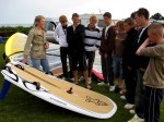 Alison shows the board to a group of UKWA sailors.